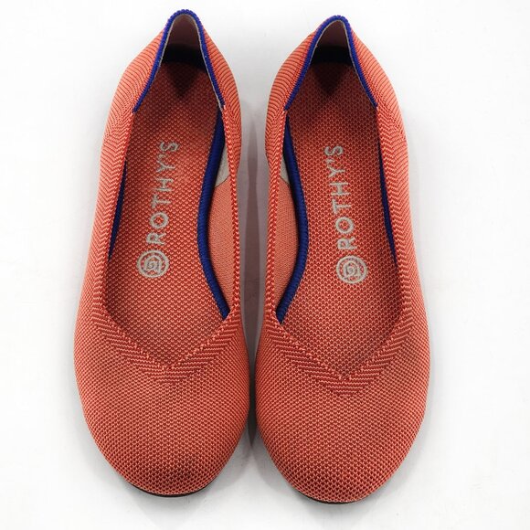 ROTHY'S Retired Marina Stripe Orange Persimmon Ballet Flats - Picture 1 of 7